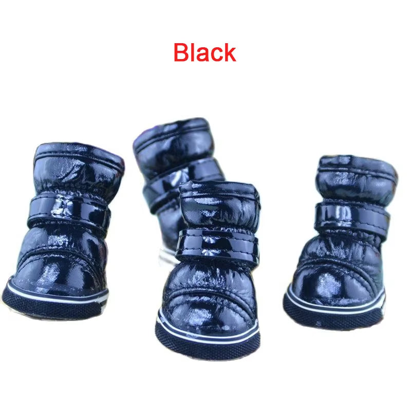 4 Pcs/Sets Winter Dog Shoes for Small Dogs Warm Fleece Puppy Pet Shoes Waterproof Dog Snow Boots Chihuahua Yorkie Teddy Shoes