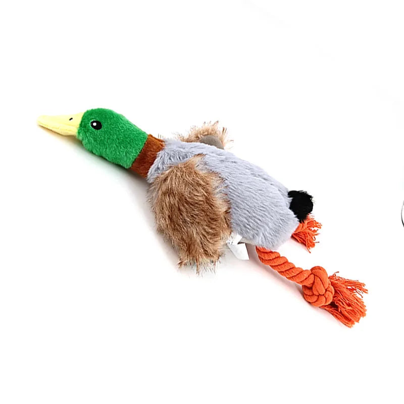 Dog Chew Toys Cute Plush Duck Sound Toy Stuffed Squeaky Animal Squeak Dog Toy Cleaning Tooth Dog Chew Rope Toys